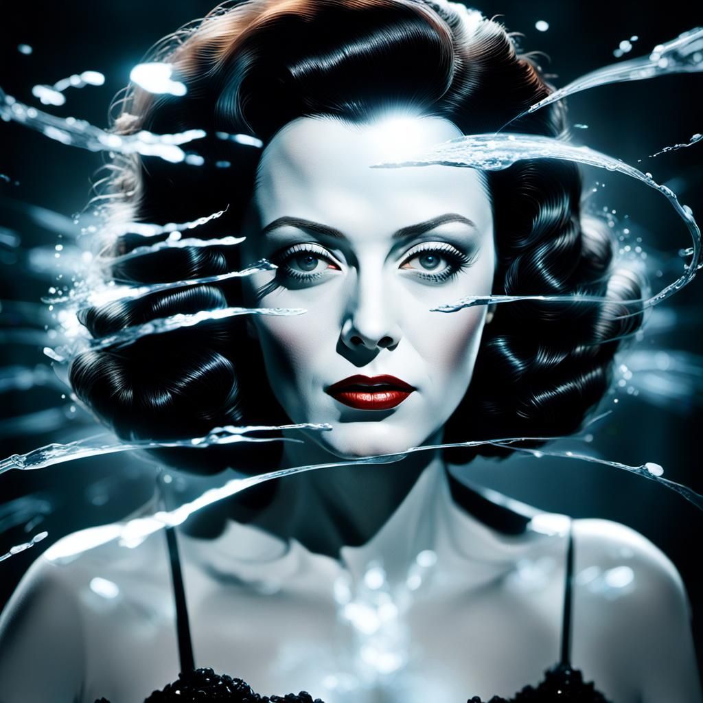 Hedy Lamarr .. Water dancing around at some frequencies