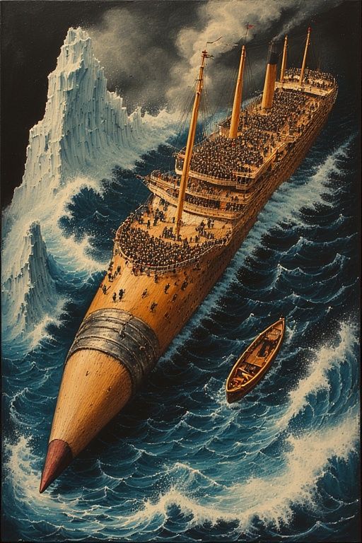 A conceptual artwork depicting the Titanic