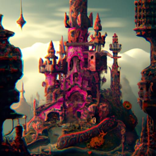 Psychedelic fantasy castle