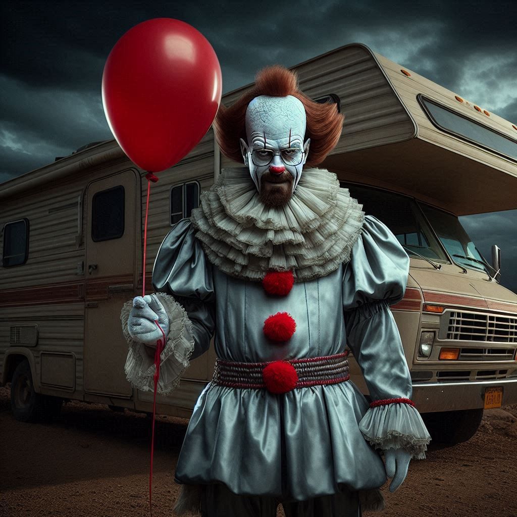 Walter White dressed as Pennywise
