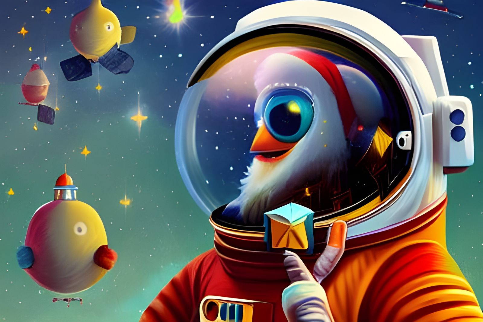 Space Santa bird - AI Generated Artwork - NightCafe Creator