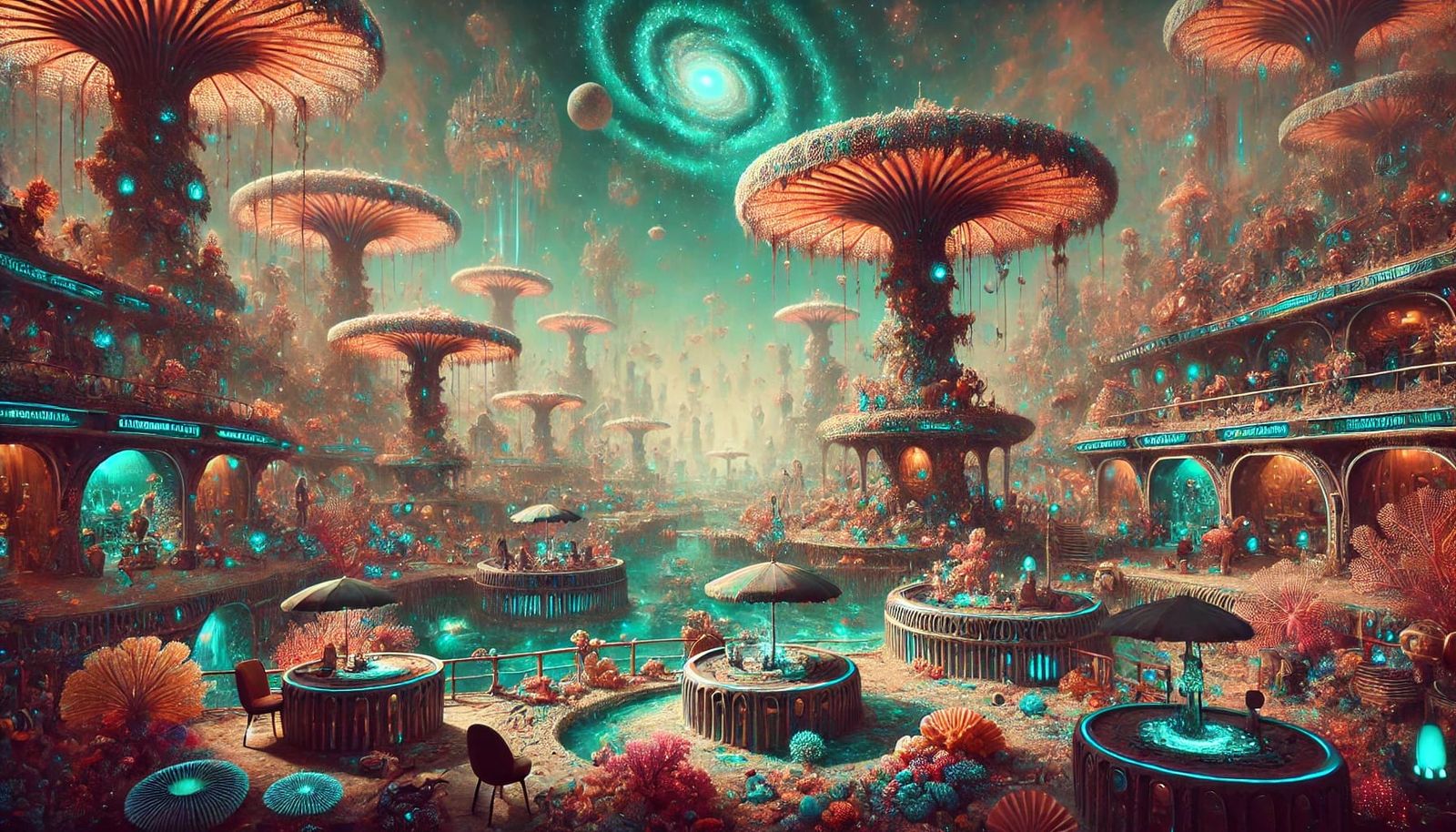 A Star’s Goodbye Tour on the Intergalactic Coral Reef , luxury retirement resort for washed-up galactic influencers #4