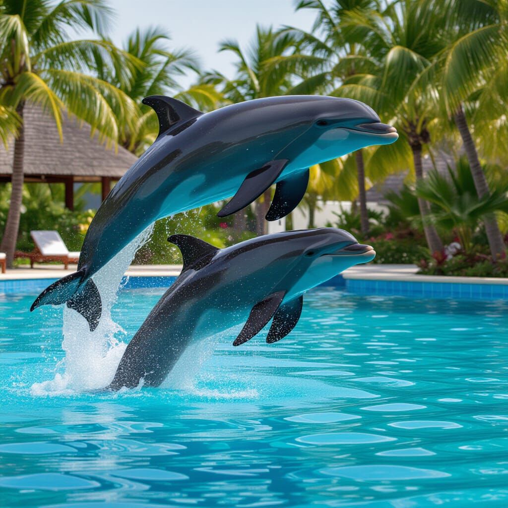 Dolphin Leaping and Splashing Water