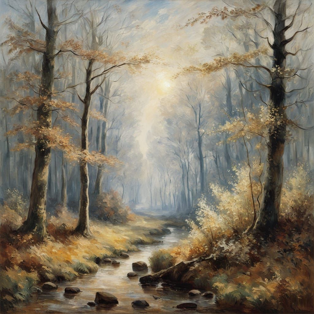 Winter settles over an autumnal forest  by @Syrinx