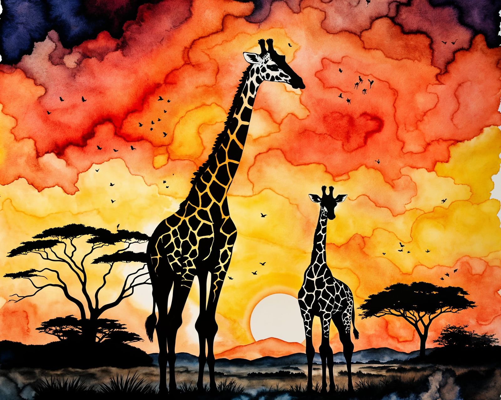 Watercolor Giraffes II  by @TSharp 