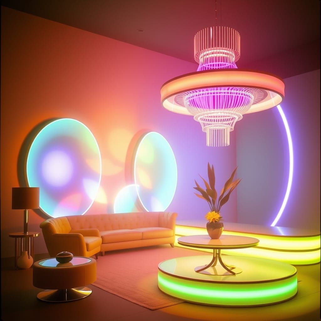 Vibrant Art Deco Dreamscapes in Analogous Colors