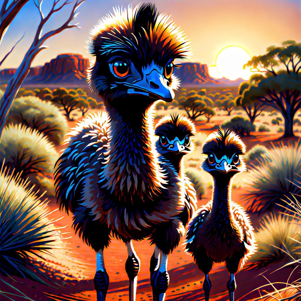 Emu Family - AI Generated Artwork - NightCafe Creator