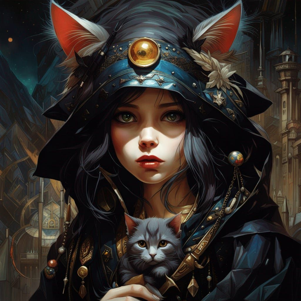 Cat Sorceress (open prompt) - AI Generated Artwork - NightCafe Creator