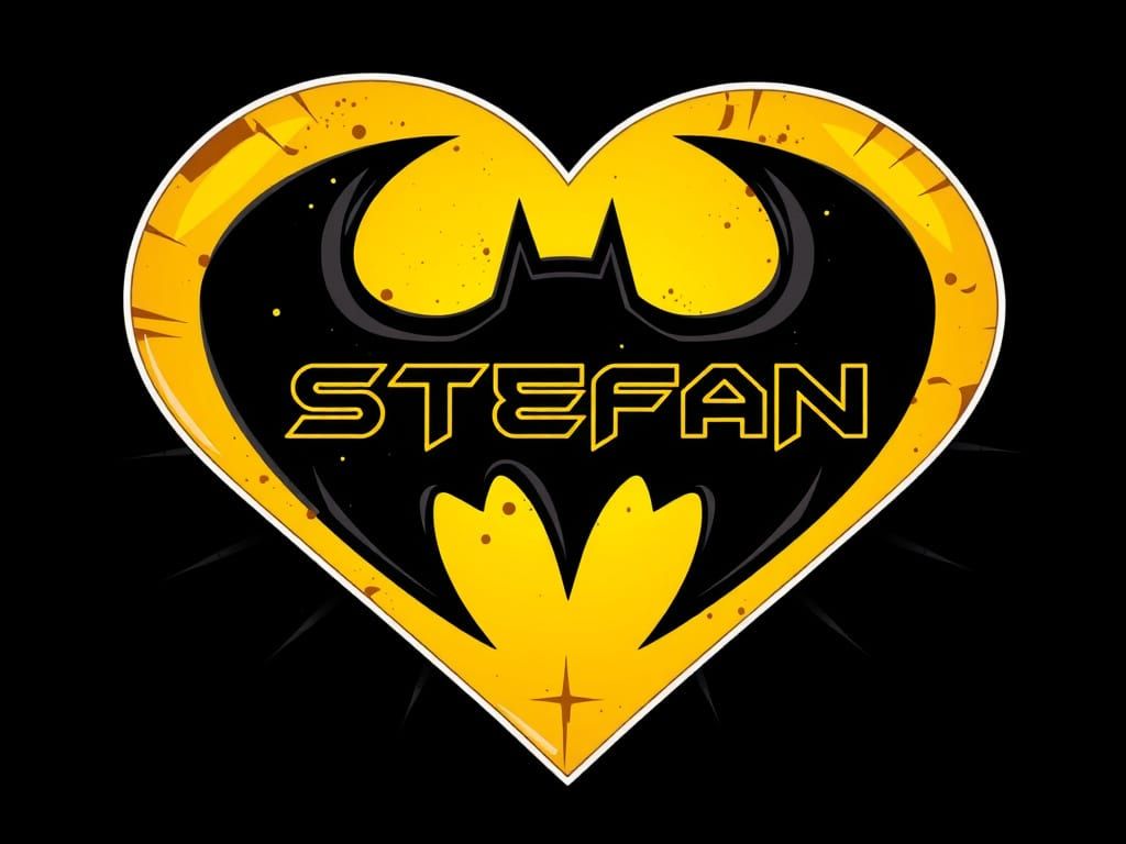 Batman Heart Sticker with Futuristic Name