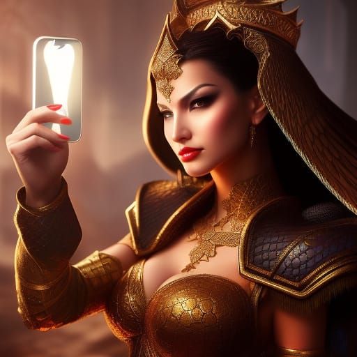 rpg character taking a selfie in the middle of a battle  by @Suzie Palmer