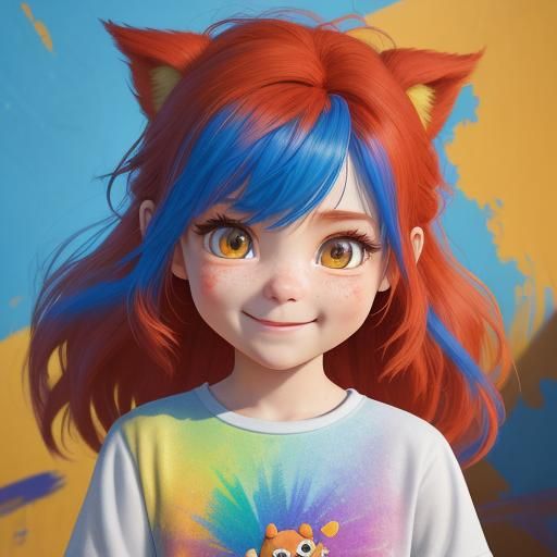 Red-Haired Toddler's Colorful Wall Art in Pixar Style