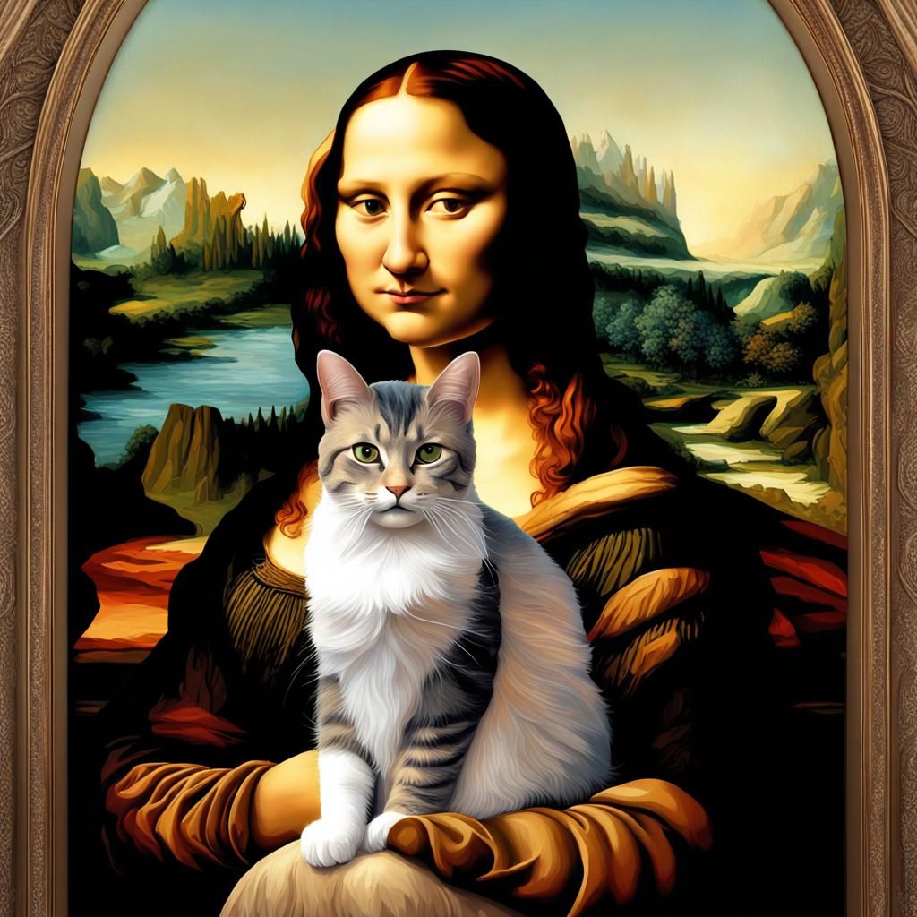 Mona Lisa with cat