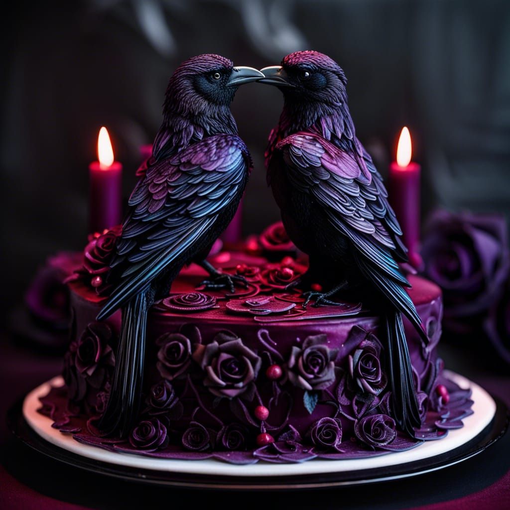 Goth crows cake party  by @PogAI