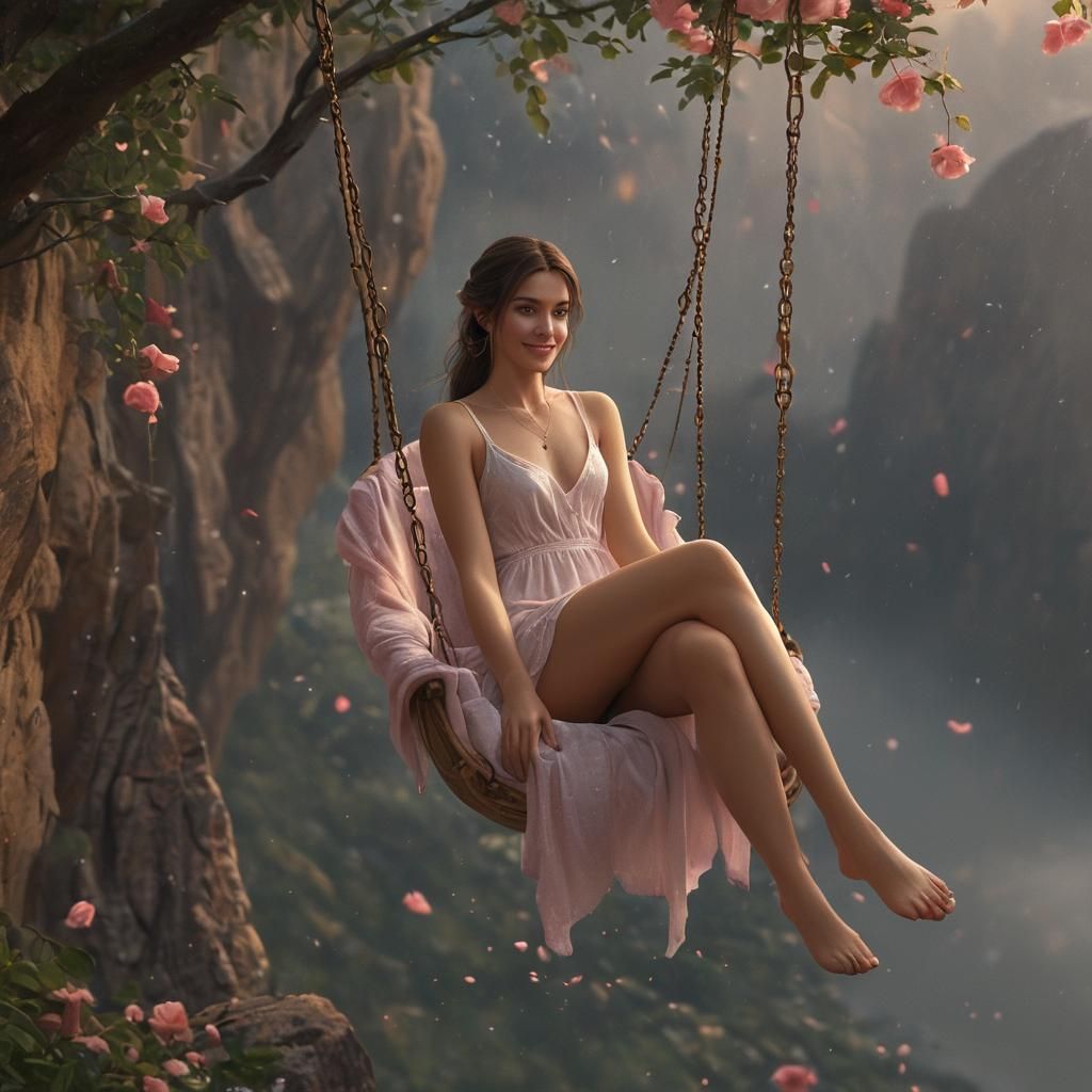 Serene Man Smiling by Cliff Edge in Dreamlike Art