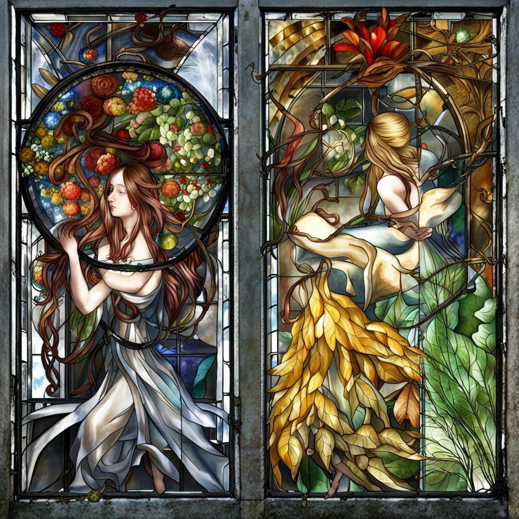 The four seasons in a window pane