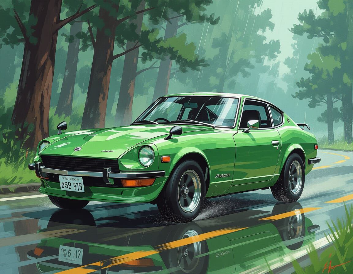 Vintage green Datsun 240Z