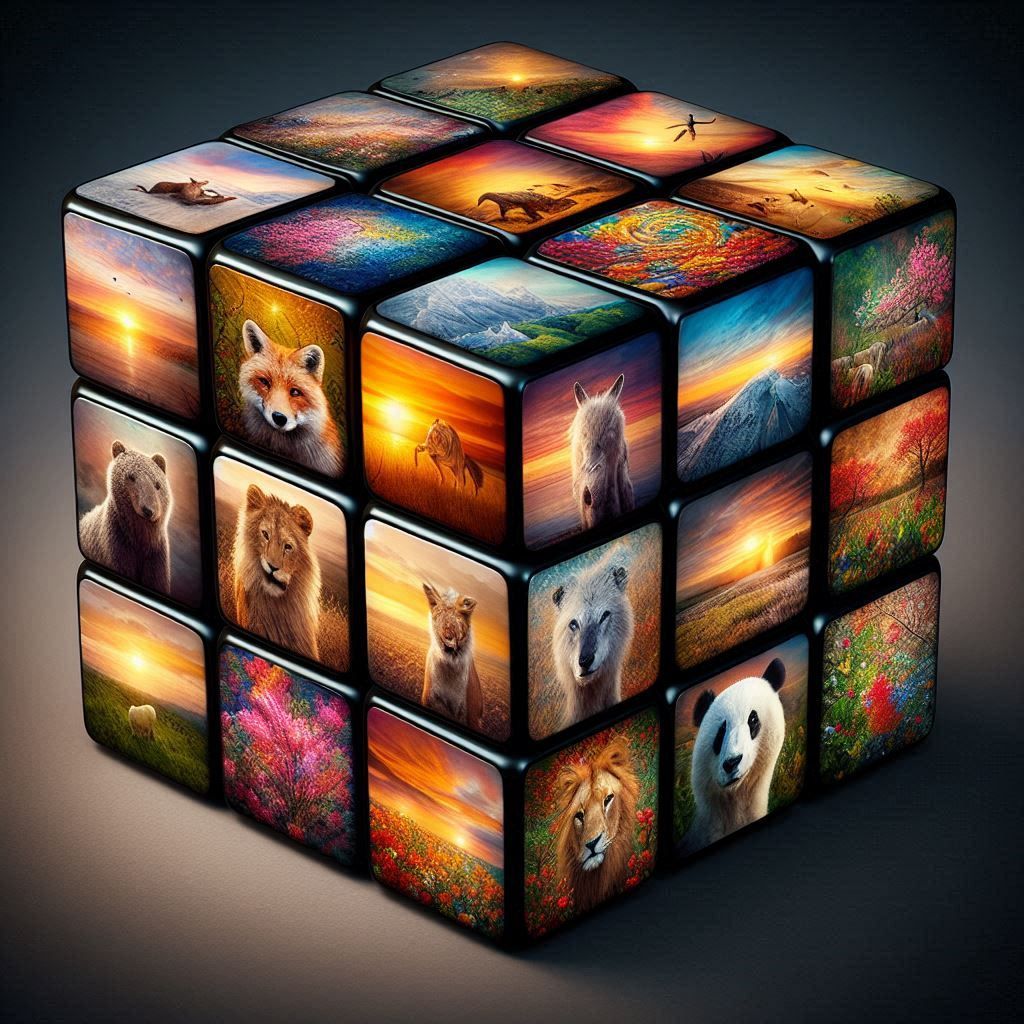 Wild Animals and Landscape Rubiks Cube
