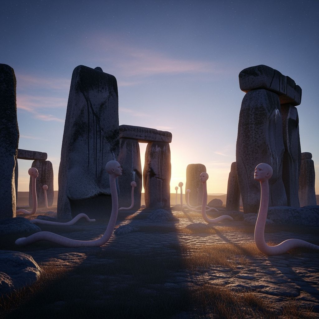 Between inconsolable standing stones creep the walking necks we call human.