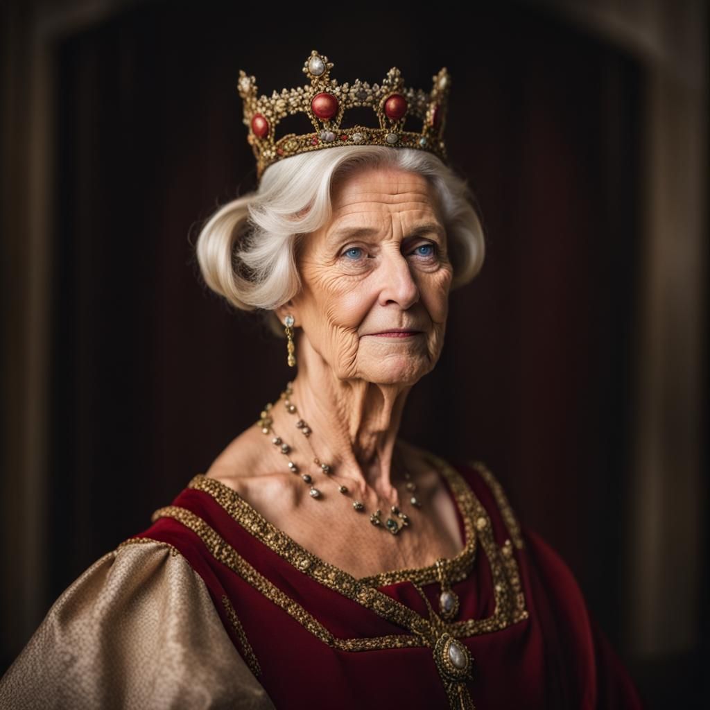 Empressconsort of Italy, 66 years old, craven, 1500s, professional photography, bokeh, natural