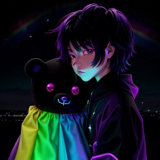 night sky-hued (rgb 9,0,7) cloyingly sentimental violet-blac...