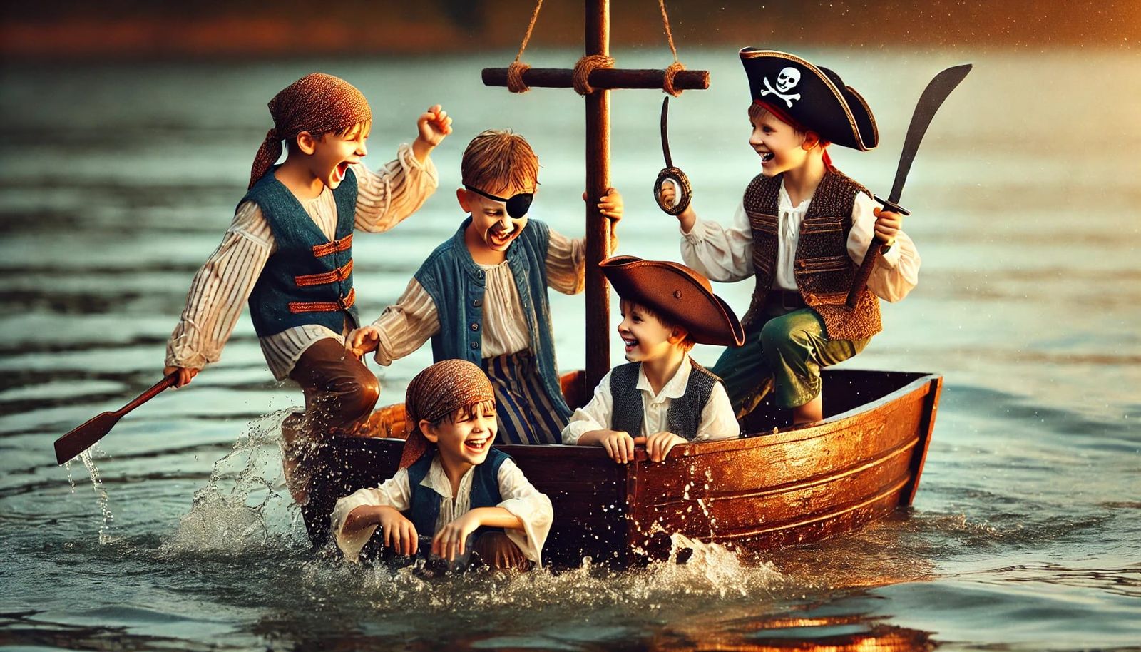 Boys playing pirates