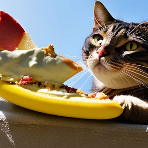 Cat eating banana split AI Generated Artwork NightCafe Creator