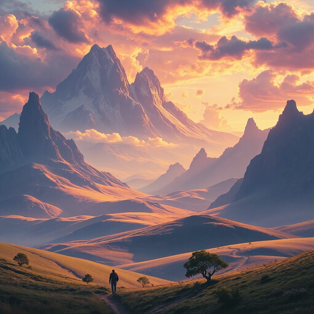 Vibrant Fantasy Landscape in Digital Art Style