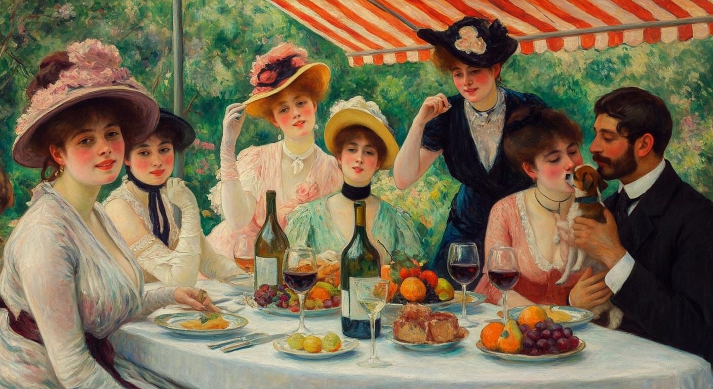 Inspired by Luncheon of the Boating Party by Pierre-Auguste Renoir  by @Gary Murakami