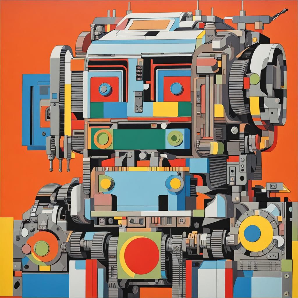 Paolozzi robot abstract art complementary colors fine detail...