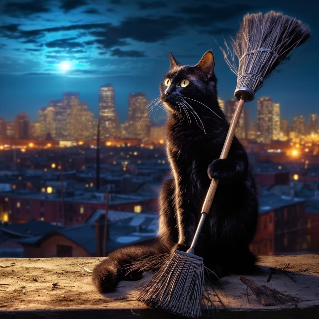 Cat with a Broom