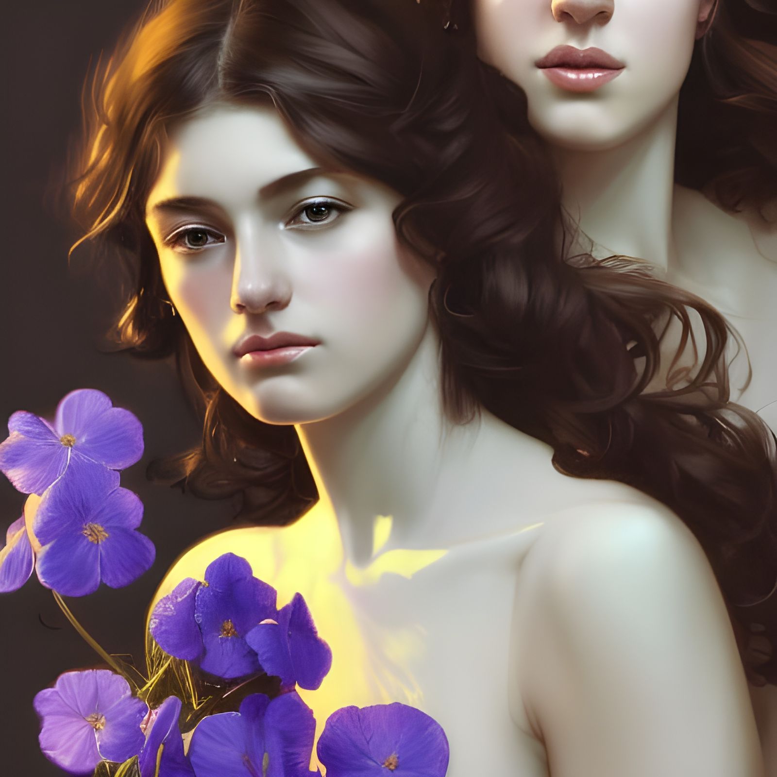 Women With Violets - AI Generated Artwork - NightCafe Creator