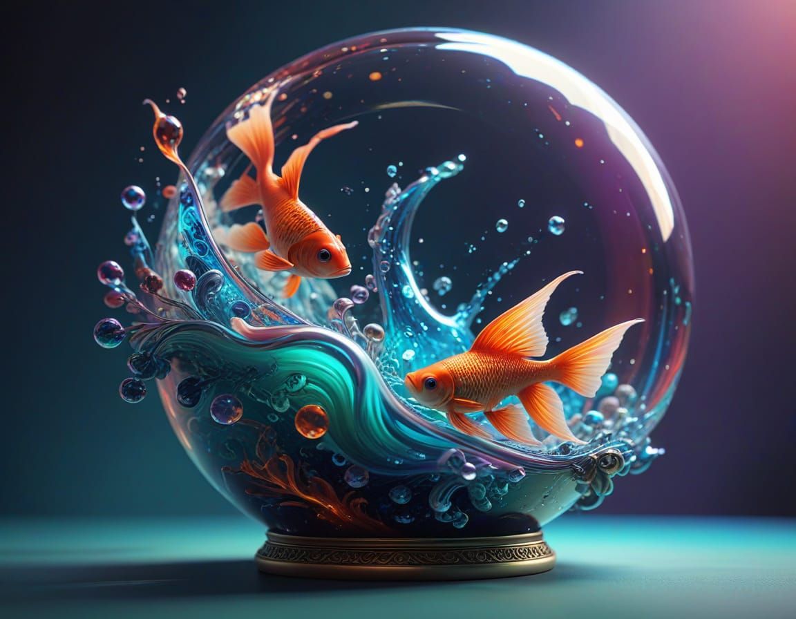 Surreal 3D Digital Art: Glass Sculpture in Vibrant, Magical ...
