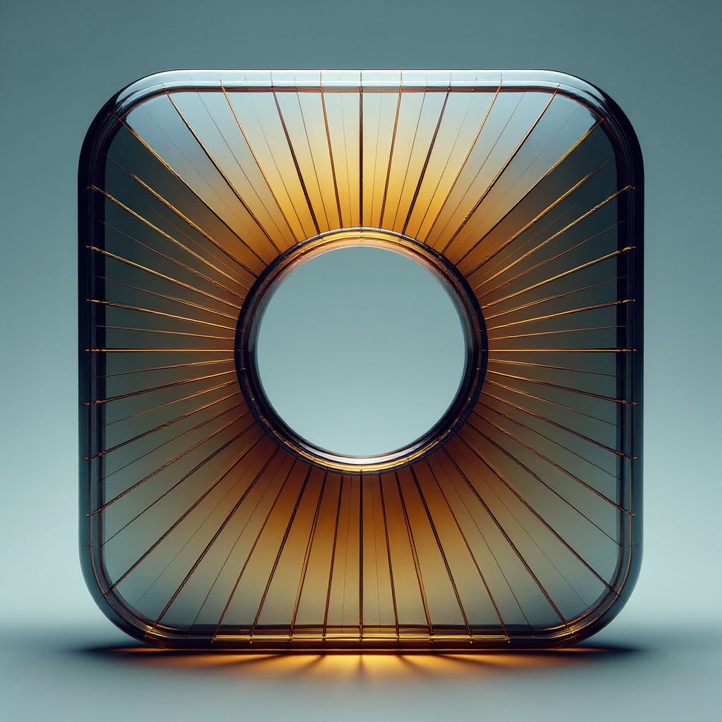 A hyperrealistic close-up of a circular glass pane against its clear, smooth background. The glass is topaz in color.