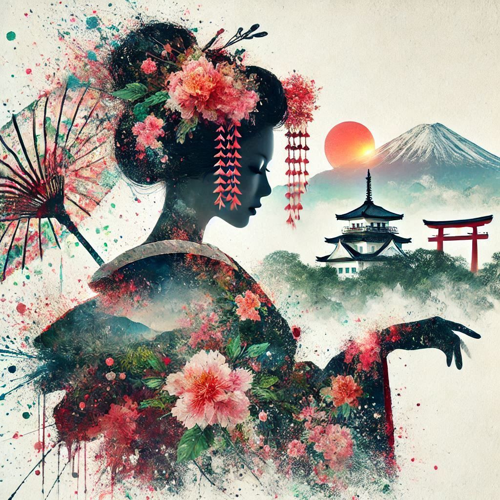 double exposure beautiful fantasy portrait landscape..