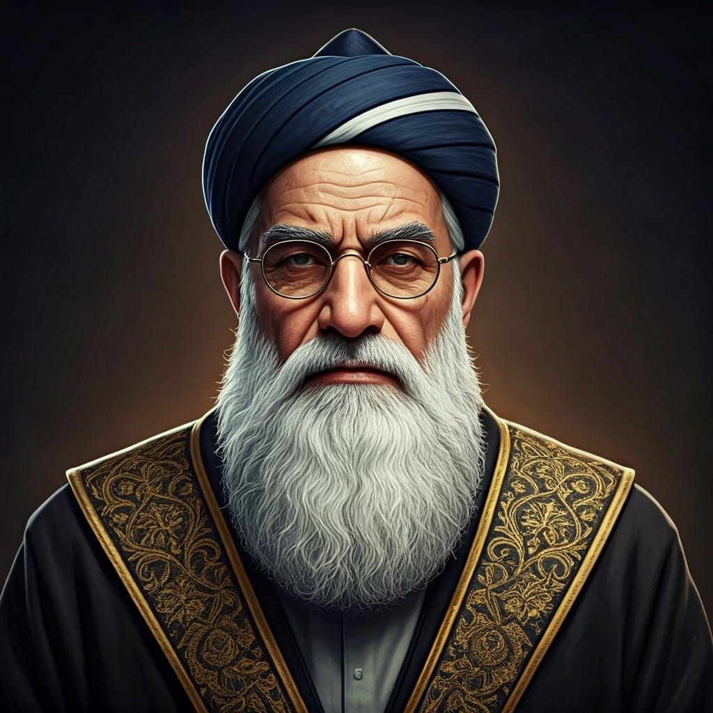 Iranian Man in Embroidered Robe, Digital Matte Painting