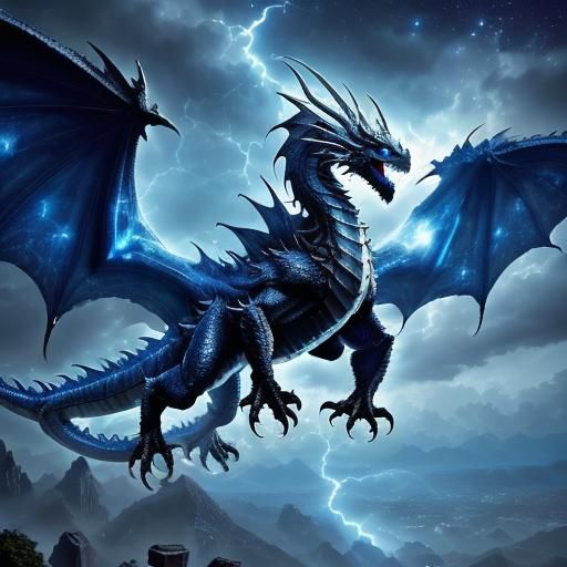 <lora:Realism of Dragons:1.0> An ancient dragon with four wings flies in the night sky, his scales are the color of pure Diamond, markings g...