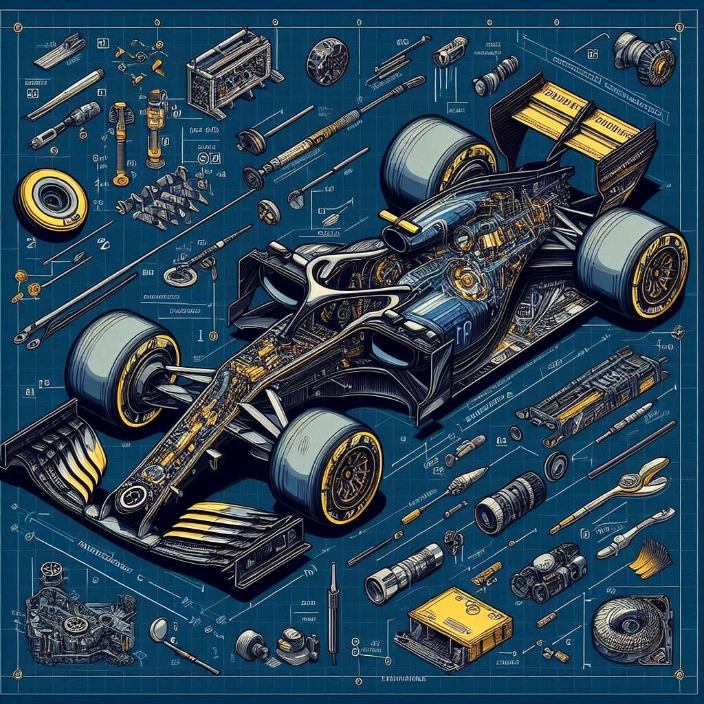 F1 Race Car Technical Illustration