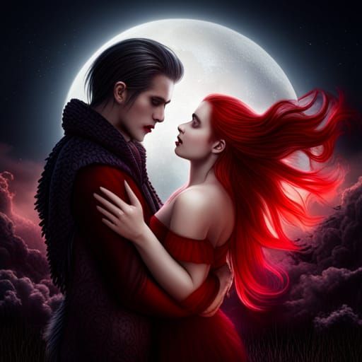 Magic Vampire and werewolf love story five AI Generated Artwork