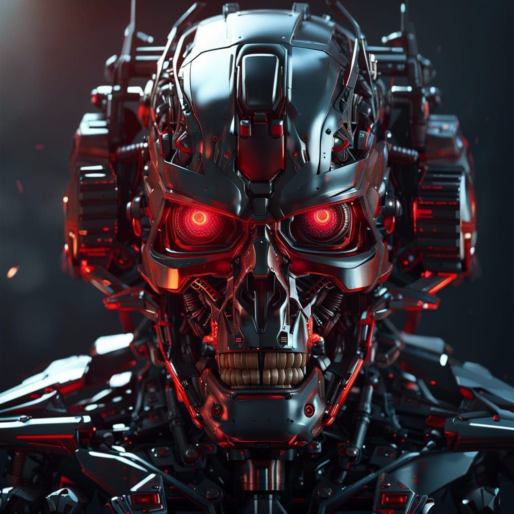 Terminator as space worior,red lighted eyes,antenas beside e...