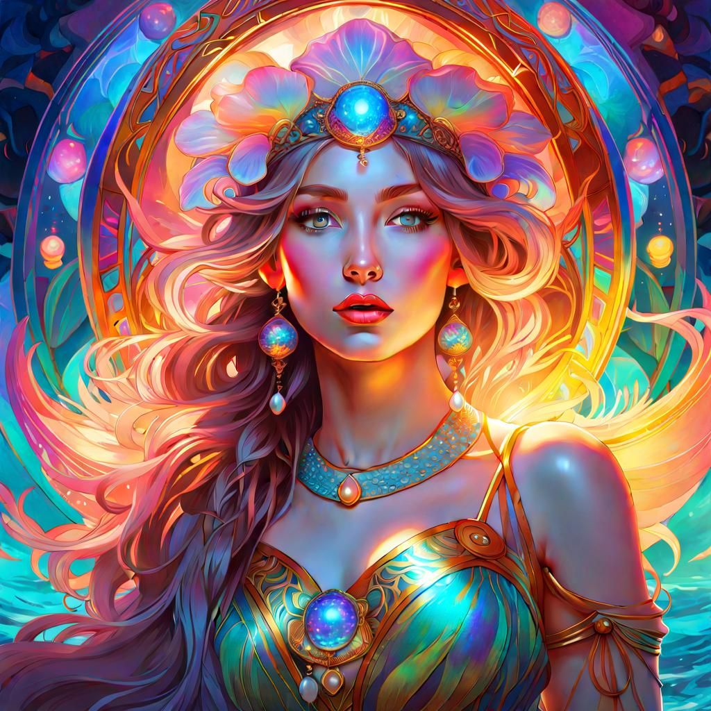 psychedelic magical_vibrant biofluorescent opened beautiful girl with ...