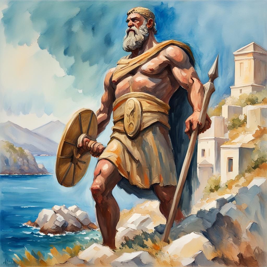 Talos, the bronze giant, defending a Greek island against a host of ...