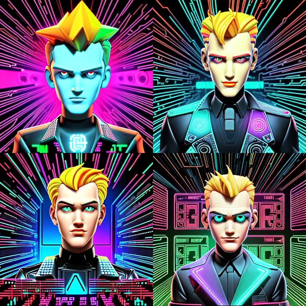 Binary Code Dream Colorful Max Headroom on a Matrix Backgrou...