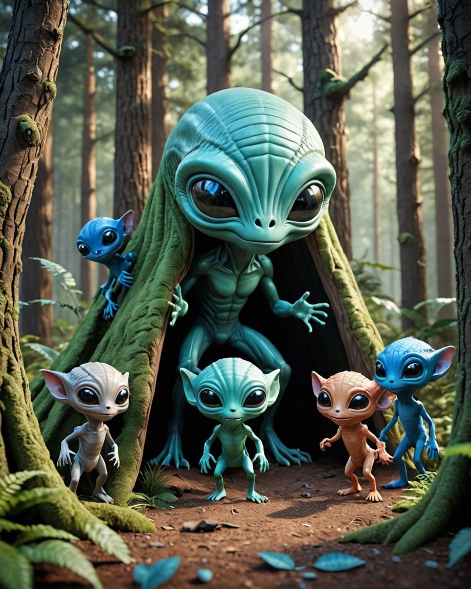 ALIENS PLAYING HIDE AND SLEEK