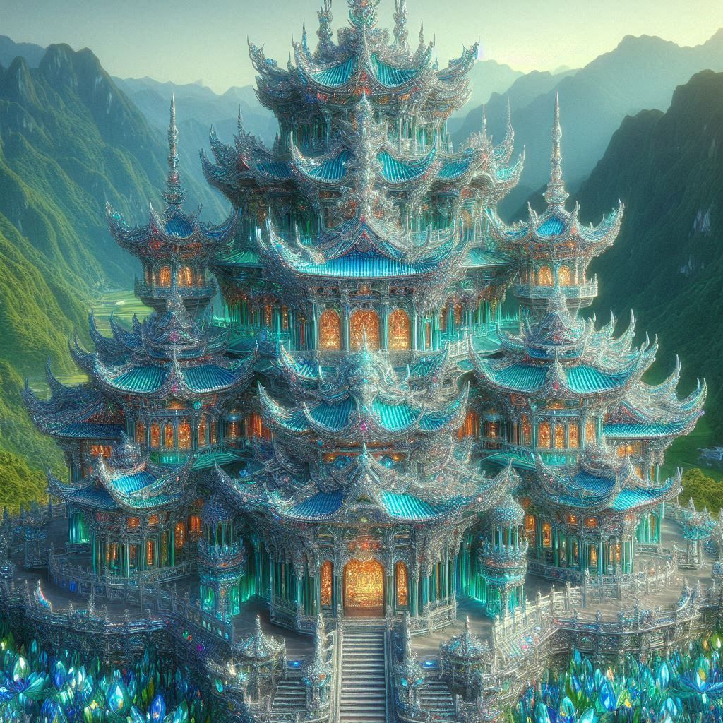 turquoise crystal pagoda
