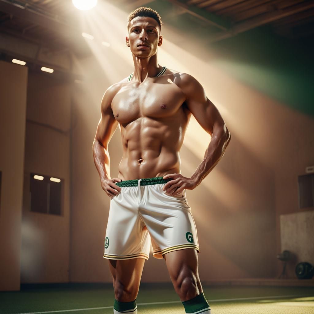 Handsome Algerian football player from the Diaspora posing i...