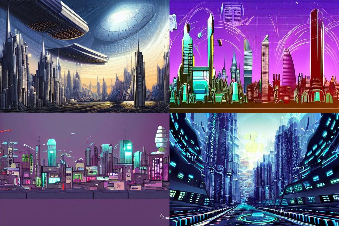 Sci-fi city in the style of Digital art