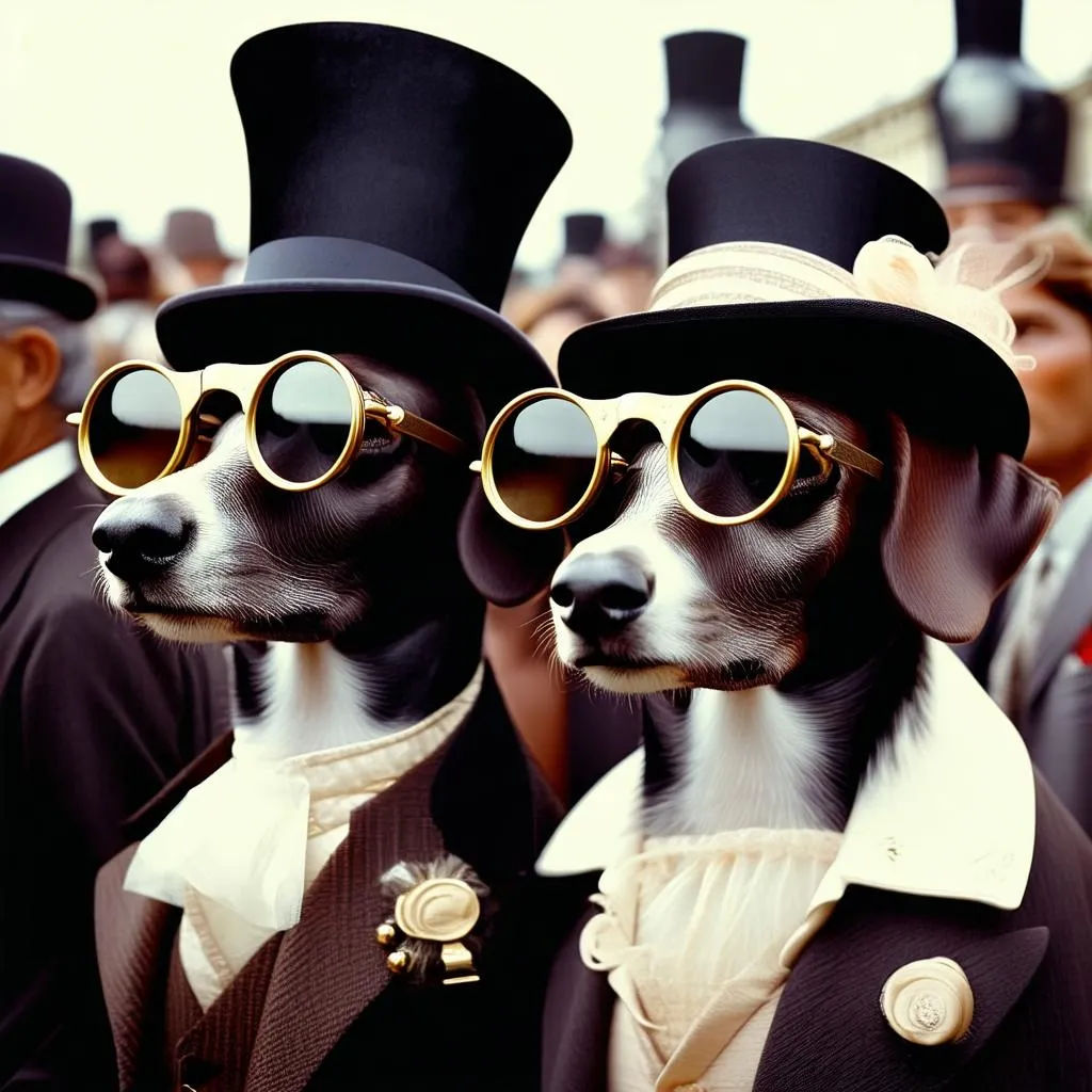 Parisian aristocratic dogs at the Longchamps races