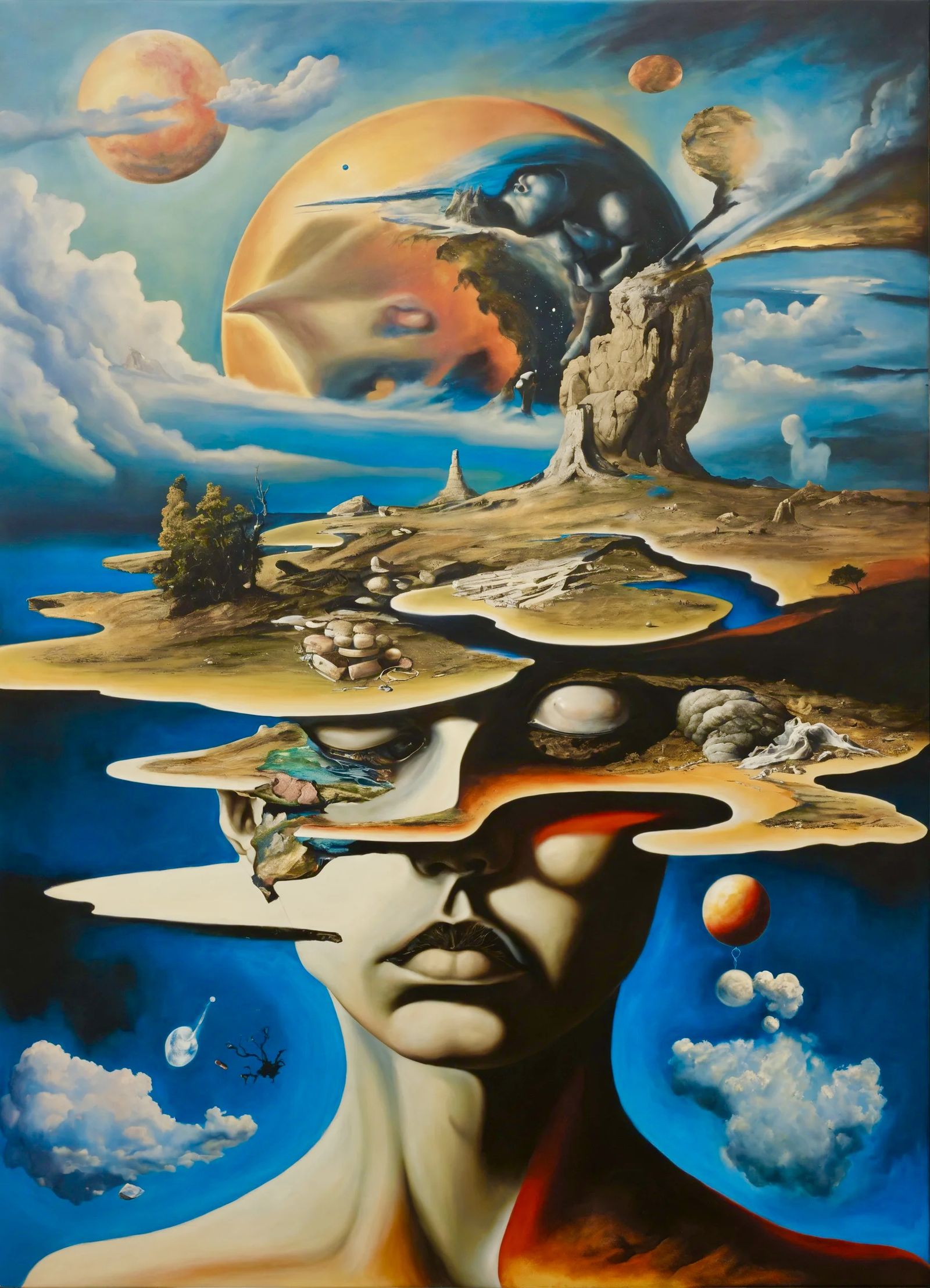 an illogical surrealistic painting of unconscious thought