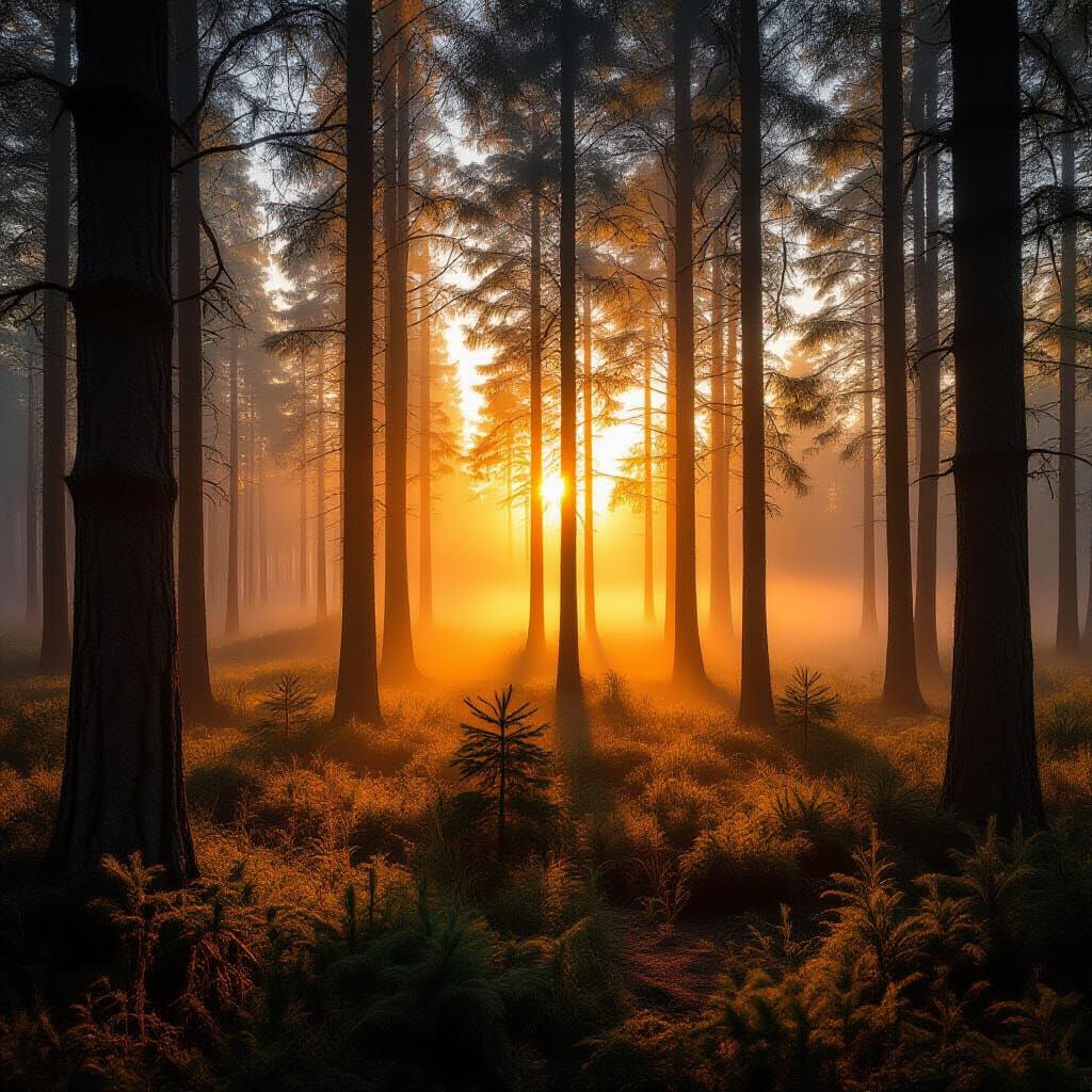  pine forest sunset  by @xtough 