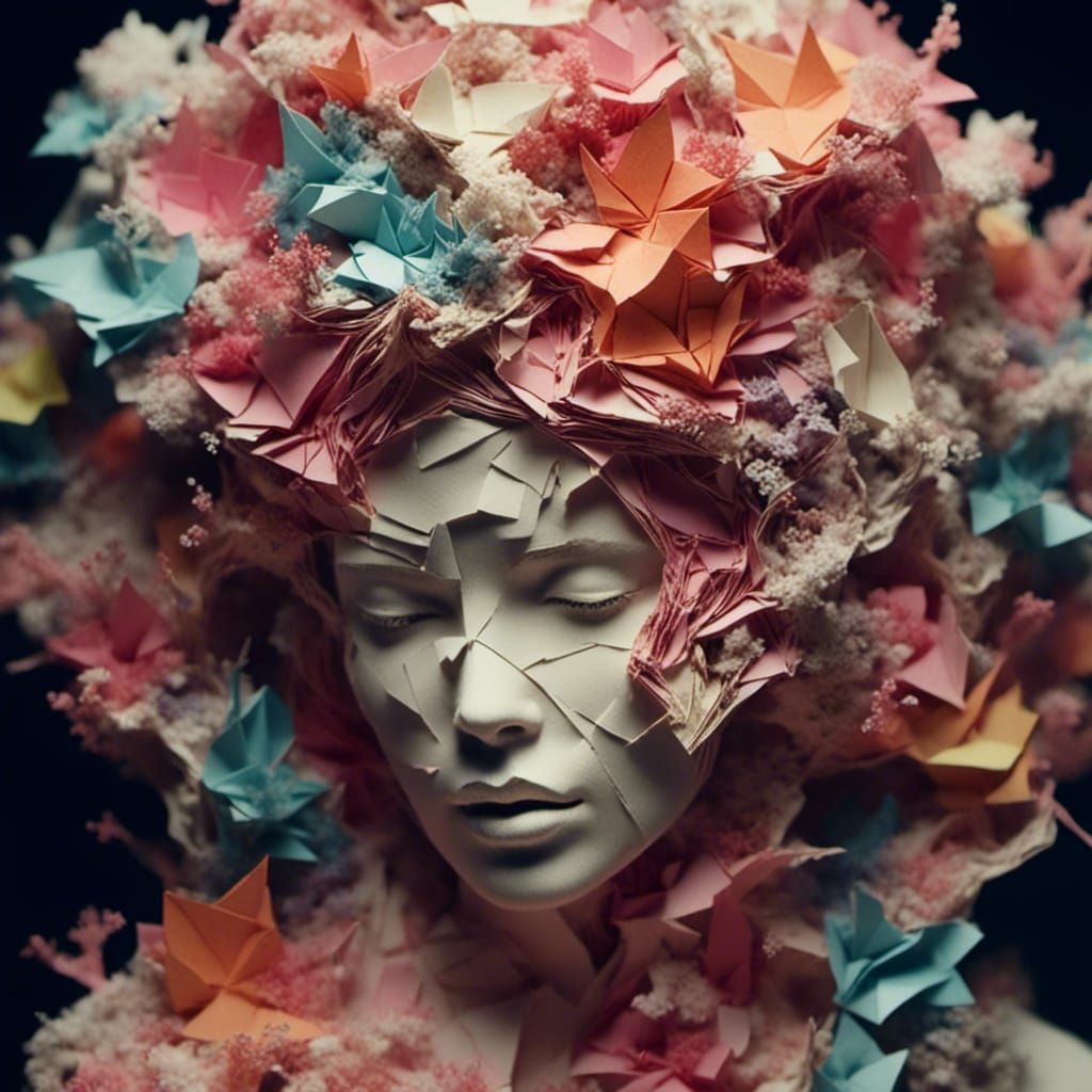 Sensual woman <lora:Origami World:1.0>